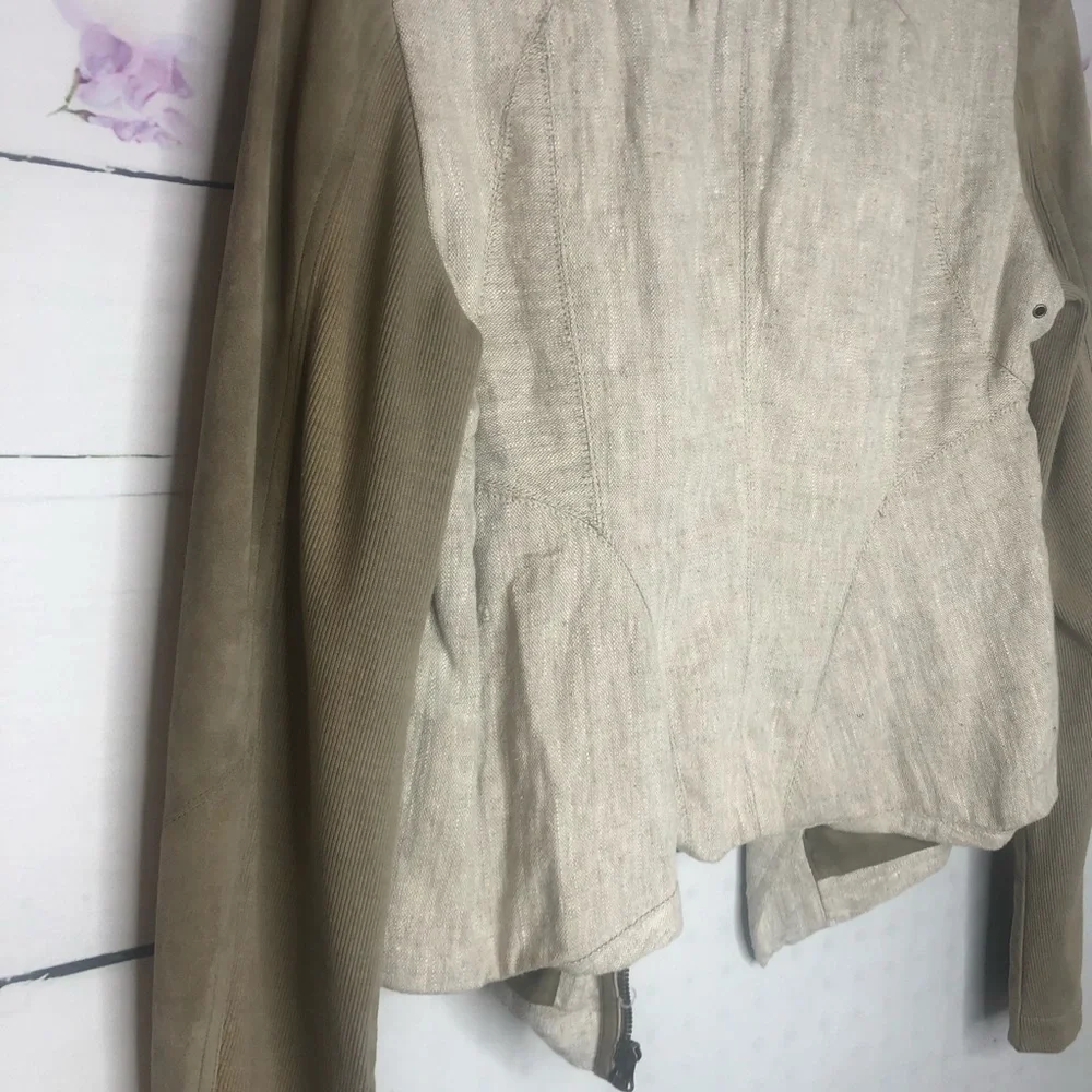 Jakett + Free People | Katherine Linen & Suede Leather Blazer